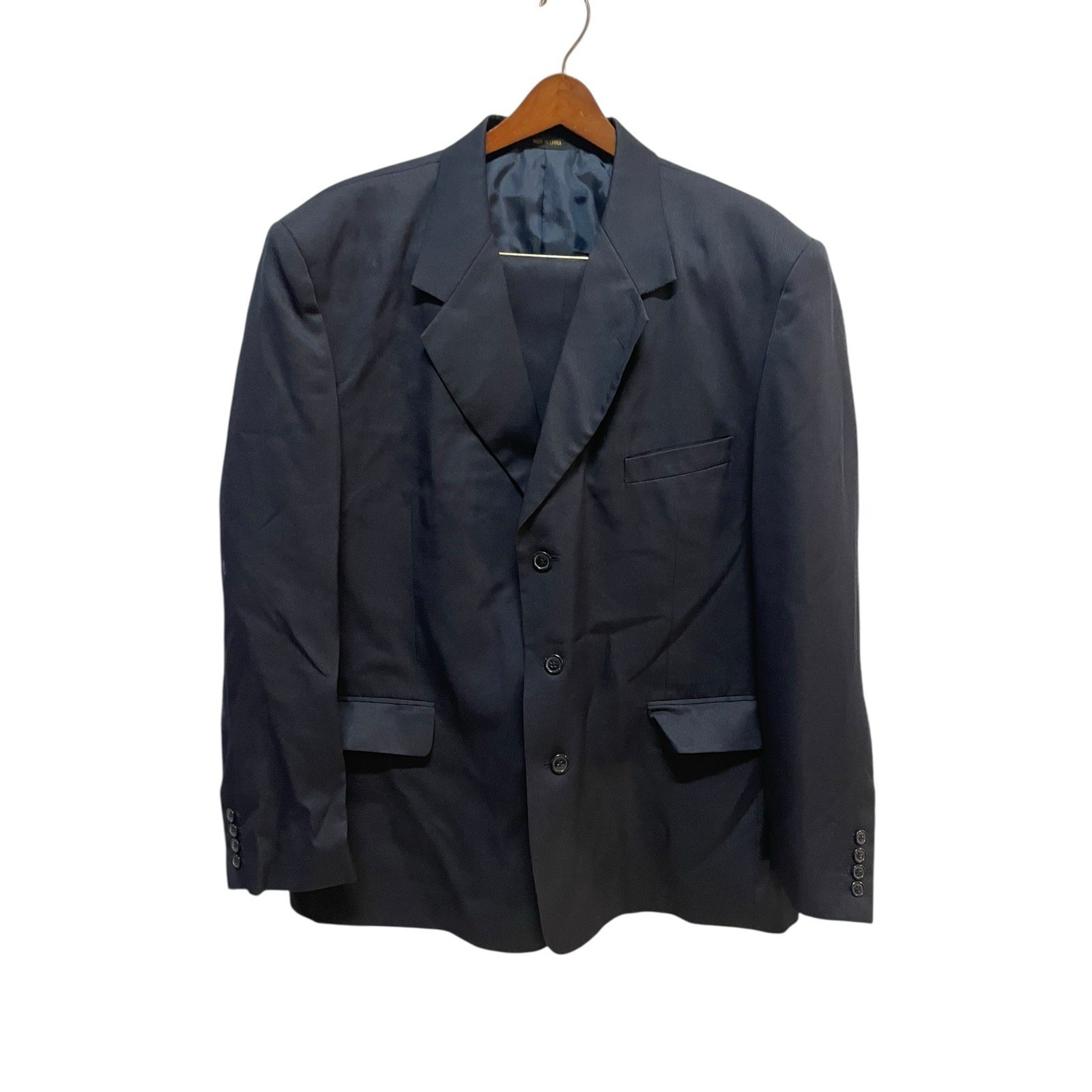 Dino Divinci Mens Blue 2pc Suit Blazer Pants Set 48l 42w Formal Italy